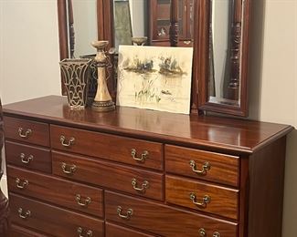 Beautiful mahogany double dresser and mirror