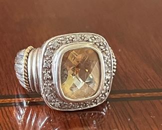 Sterling, 14K and citrine ring