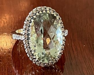 HUGE stone! Le Vian 14k Prasiolite & WhiteChocolate Diamond Halo Yellow gold