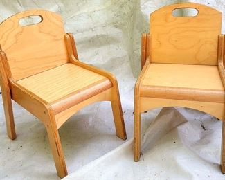 pair of wooden chairs for small children