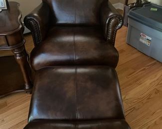 LEATHER CHAIR WITH OTTOMAN
