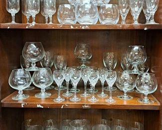 3 SHELVES CLEAR STEMWARE LOT