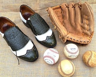 BASEBALL GLOVE & GOLF SHOES VINTAGE