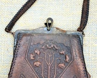 ANTIQUE TOOLED LEATHER PURSE BY JEMCO