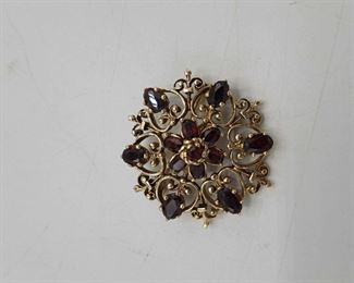 Gold Garnet Brooch
