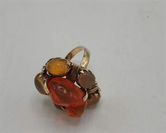14KT Gold FireJelly Opal Ring