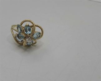 Aquamarine and Diamond Gold Ring