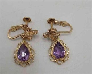 Amethyst and Gold Earrings