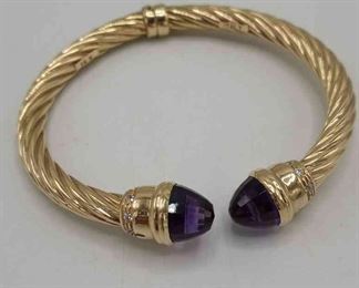 14KT Gold Diamond Amethyst Bracelet