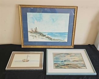 Signed Watercolor Paintings, Sailboats