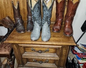 Cowboy Boots on 2 Drawer Nightstand