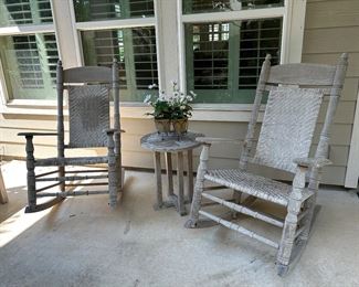 Outdoor wooden rocking chairs