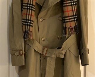 Burberrys’ trench coat & scarf
