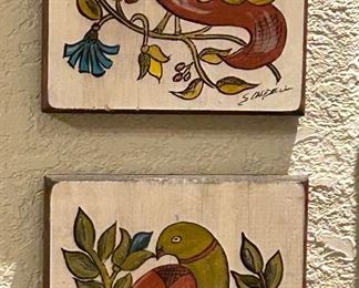 Vintage wooden hand painted wall art