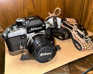 Nikon camera, strap, leather bag & many accessories