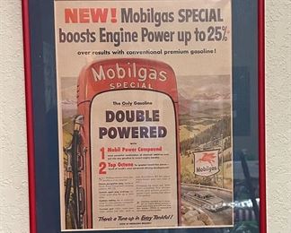 Vintage Mobilgas framed art