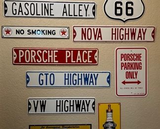Automobile inspired metal signs
