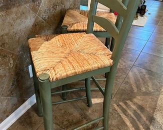 3 beautiful green bar height stools