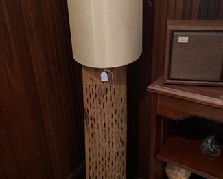 primitive wood carved whet thresher made into a lamp. In working order. Great Piece!