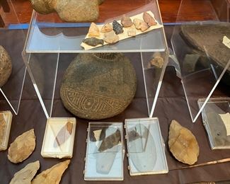 ancient colombian stone art and american indian arrow heads