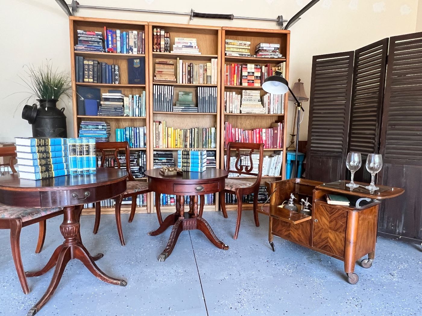 Vintage furniture and war history books
