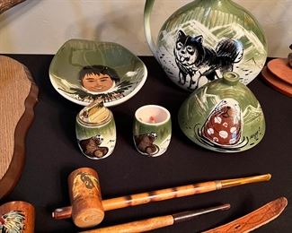 1950s mid-century Sascha Brastoff hand-painted and signed ceramics