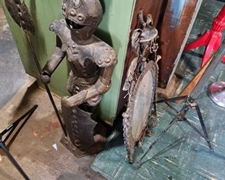 36" armored knight. Vintage tin mirror