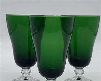 (3) Vtg. Fostoria Dame Green Iced Tea Tumblers