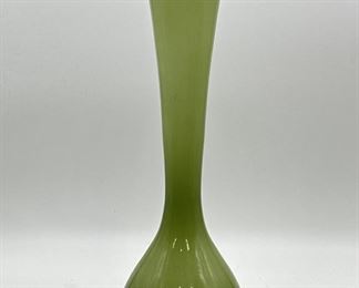 Tall, Green over White Glass 18in Vase