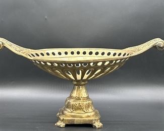 Footed Brass Basket / Stand is 29 l x 12 w x 15 h