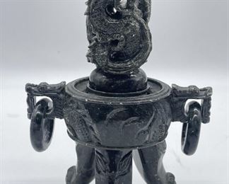 Antique Chinese Jadestone 3-Footed Carved Dragon