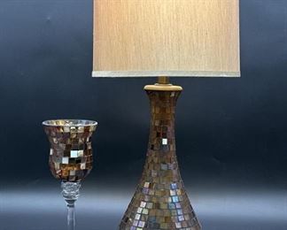 (2) Mid Century Mosaic Tile Lamp w/ Shade