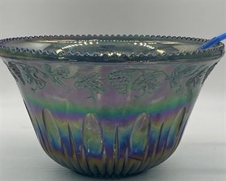Vintage Iridescent Carnival Glass Punch Bowl 