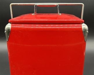Vintage Red Cooler w/ White Interior