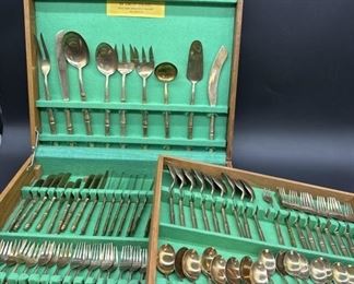 Vtg. Siler Tone Flatware w/ Bamboo Style Handles