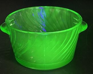 Vintage Vaseline Glass 2-Handled Bowl