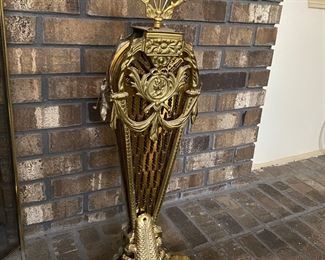 Antique fireplace fan screen