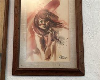 Mid century original water color painting