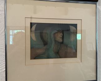 Mid century original oil and pastel art