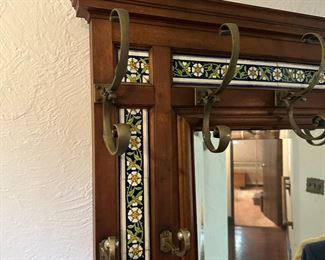 Tile and wood hall tree