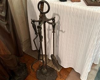 Rustic fireplace set