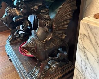 Carved Walnut Renaissance Style Bar Cabinet