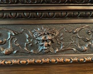 Carved Walnut Renaissance Style Bar Cabinet