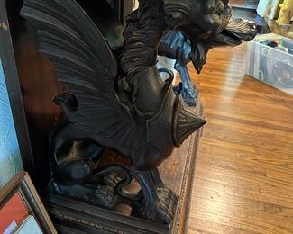 Carved Walnut Renaissance Style Bar Cabinet