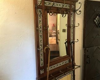 Tile and wood hall tree