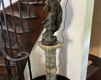 Spelter sculpture on a marble base