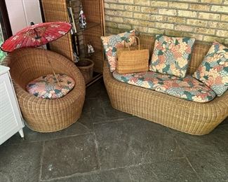 Mid century wicker set