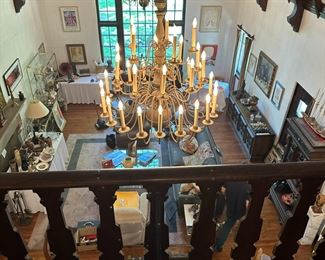 Chandeliers are not for sale.  A view from the balcony.