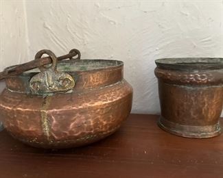 Antique copper pots