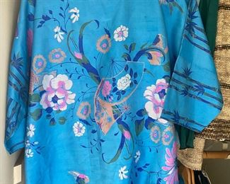 Vintage Blue Floral Silk Made in Thailand
